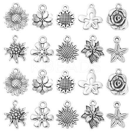 Sunflower Tibetan Style Alloy Pendants TIBEP-CJ0001-09-RS-1