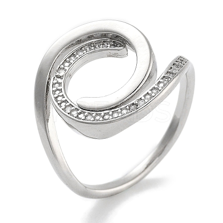 Rack Plating Brass Micro Pave Cubic Zirconia Open Cuff Rings for Women RJEW-Z059-31P-1