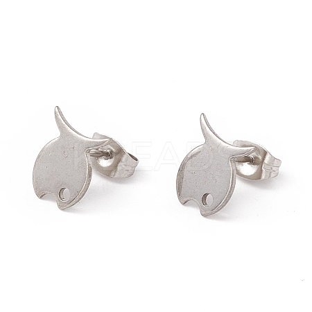Non-Tarnish 201 Stainless Steel Stud Earring Findings with Hole LS-EJEW-A071-11B-P-1