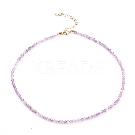 Natural Amethyst Beaded Necklaces NJEW-JN03315-01-1