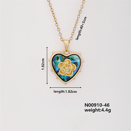 Vintage Brass Micro Pave Cubic Zirconia Heart Pendant Necklace for Women MF6183-4-1