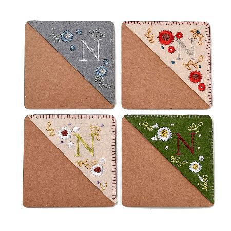 4Pcs Letter Personalized Hand Embroidered Corner Bookmarks JX587N-1