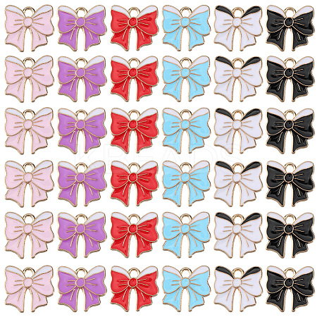 36Pcs 6 Colors Alloy Enamel Pendants ENAM-SC0006-60-1
