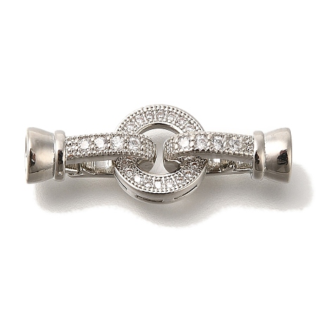 Brass Micro Pave Clear Cubic Zirconia Fold Over Clasps KK-K389-124P-1
