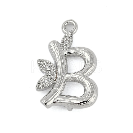 Brass Crystal Rhinestone Letter Links Connector Charms KK-S395-06P-B-1