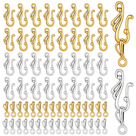 100Pcs 2 Colors Tibetan Style Hook and S-Hook Clasps FIND-PH0060-07-1