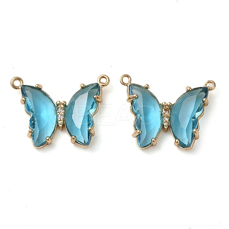 Brass Pave Faceted Glass Connector Charms FIND-Z020-03C-1