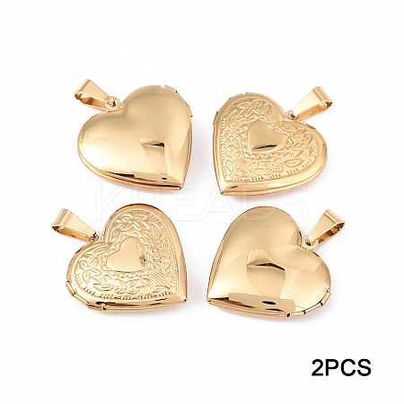 2Pcs 316 Surgical Stainless Steel Locket Pendants STAS-YW0003-16G-1