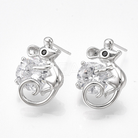 Brass Stud Earrings KK-T038-497P-1