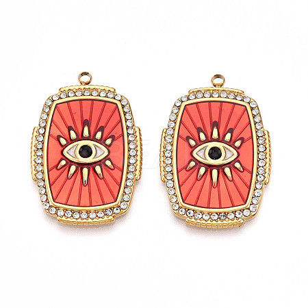 Ion Plating(IP) 304 Stainless Steel Evil Eye Enamel Pendants STAS-N107-04A-G-1