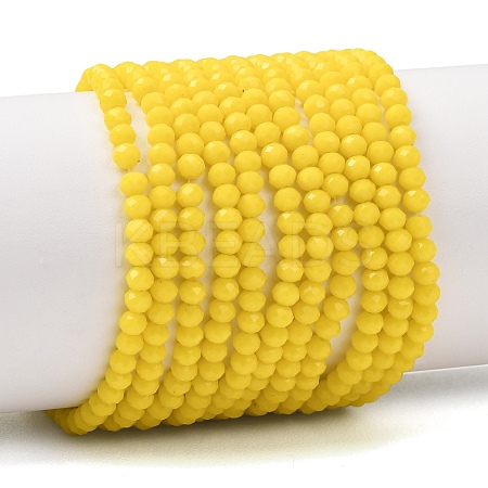 Yellow Imitation Jade Glass Faceted Rondelle Bead Strands X-GLAA-F001-3x2mm-11-1