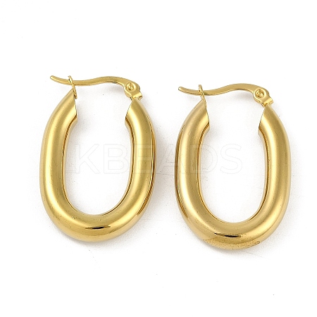 PVD Vacuum Plating 201 Stainless Steel Oval Hoop Earrings for Women EJEW-F345-19G-1