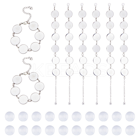 8Pcs Round 304 Stainless Steel Cabochon Setting Bracelets BJEW-AB00019-1