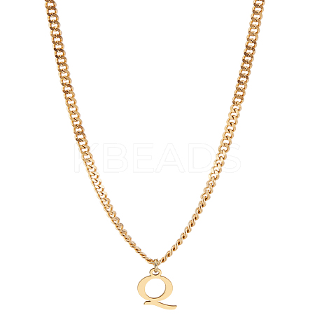1Pc 304 Stainless Steel Letter Pendant Necklaces NJEW-LP0001-33Q-G-1