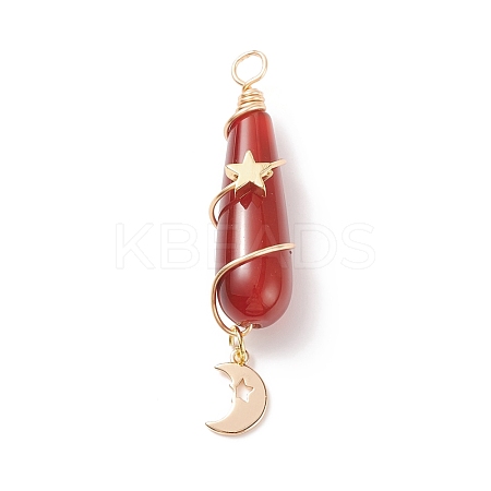Dyed Natural Carnelian Big Pendants PALLOY-JF01866-03-1