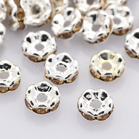 Brass Rhinestone Spacer Beads RB-A014-L8mm-14S-NF-1