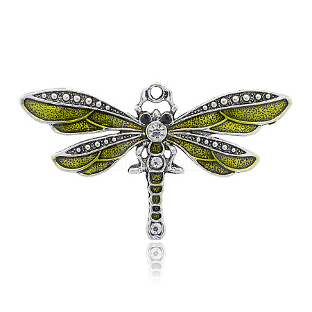 Antique Silver Plated Alloy Enamel Dragonfly Pendants ENAM-J028-07AS-1