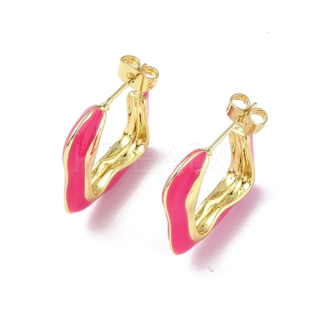 Enamel Twist Square Stud Earrings EJEW-P214-23G-04-1