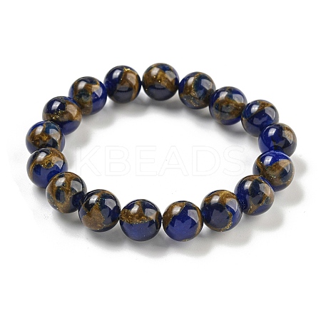 Round Synthetic Gold Clinquant Stone Stretch Bracekets G-P549-02B-02-1