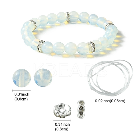 DIY Opalite Round Beaded Stretch Bracelet Making Kit DIY-YW0008-36G-1
