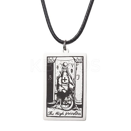 Tarot Card 201 Stainless Steel Pendant Necklaces NJEW-JN04496-03-1