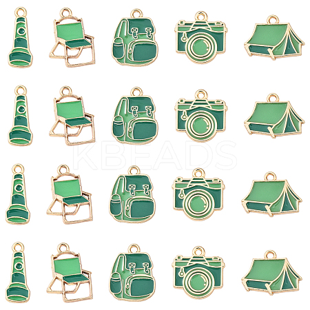 20Pcs 5 Styles Camping Equipment Series Alloy Enamel Pendants FIND-YW0007-13A-1