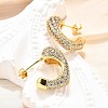 Brass Micro Pave Clear Cubic Zirconia Stud Earrings for Women EJEW-U056-01A-G-3