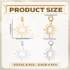 8Pcs 2 Colors 201 Stainless Steel Solar Eclipse Pendants STAS-LP0004-66-2