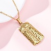 Texture Rectangle with Cross 304 Stainless Steel Pendant Necklaces NJEW-H059-12G-1