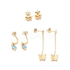 3 Pairs 3 Style Enamel Evil Eye Dangle Stud Earrings EJEW-B020-20G-1