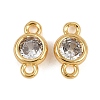 Brass Pave Clear Cubic Zirconia Connector Charms KK-H078-08G-1