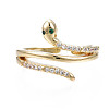 Spakling Cubic Zirconia Snake Wrap Cuff Ring RJEW-N035-070A-NF-1