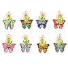 8Pcs 8 Colors Glass Seed Beaded Butterfly & Flower Pendants PALLOY-JF04461-1