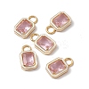 Pink Glass Rectangle Pendants KK-I696-10G-05-3