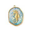 304 Stainless Steel Epoxy Resin with Natural Shell and Sequins Inside Pendants STAS-L026-17G-M03-1