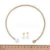 Round Plastic Imitation Pearl Stud Earrings & Rectangle Cubic Zirconia Rhinestone Cuff Choker Necklaces Sets SJEW-U003-06G-5