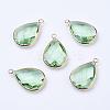 Golden Tone Brass Glass Teardrop Pendants GLAA-M006-A-01G-1