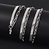 Non-Tarnish 304 Stainless Steel Paperclip & Herringbone Chains Double Layer Necklace for Men Women NJEW-E046-01P-2