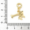 Brass Micro Pave Clear Cubic Zirconia European Dangle Charms KK-K368-32G-3