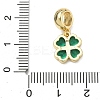 Saint Patrick's Day Brass Pave Cubic Zirconia Shamrock European Dangle Charms KK-P345-04G-4