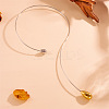 304 Stainless Steel Teardrop Pendant Open Cuff Necklaces for Women NJEW-R003-02GP-01-1