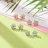 4 Pairs 2 Style Brass Mirco Pave Clear Cubic Zirconia Stud Earring Findings EJEW-ZZ0001-01-5