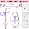 20Pcs 2 Styles Baking Paint Zinc Alloy Keychain Claspsp with Iron Bar Beadable Keychain FIND-SC0009-54B-2