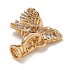 Brass Micro Pave Clear Cubic Zirconia Fold Over Clasps KK-U037-09G-02-2