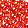 UV Plating Transparent Rainbow Iridescent Acrylic Beads TACR-D010-07F-1