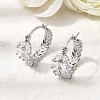 Leaf Brass Micro Pave Cubic Zirconia Hoop Earrings EJEW-P333-03P-2