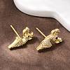 Brass Micro Pave Clear Cubic Zirconia Deer Stud Earrings EJEW-F400-27B-G-3