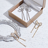2 Pairs 2 Style Crystal Rhinestone Bowknot Dangle Stud Earrings EJEW-AN0002-31-7