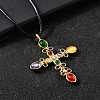 304 Stainless Steel Cubic Zirconia Pendant Necklaces NJEW-H070-03G-2