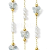 10M Ion Plating(IP) 304 Stainless Steel & ABS Plastic Pearl Bead & Butterfly Glass Link Chains CHS-G035-04G-02-1